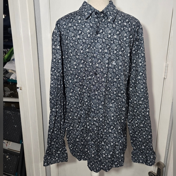 Express 1MX Slim Long Sleeve Floral Button Up Shirt NWT Sz XL - Picture 2 of 7